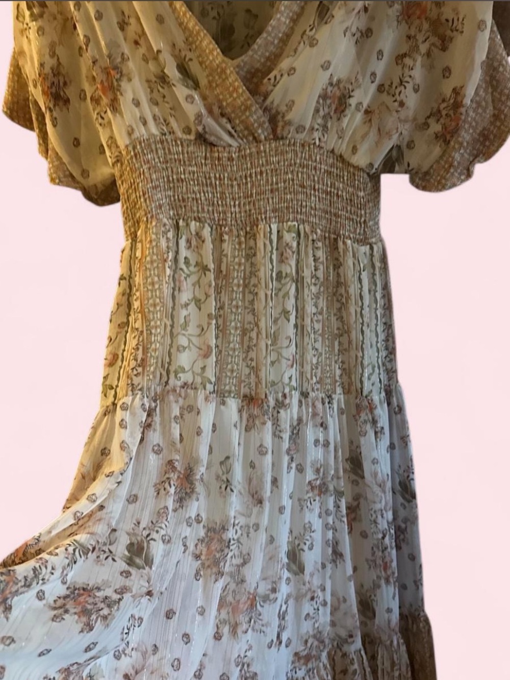 Ya Los Angeles Cream & Khaki Floral Maxi Dress